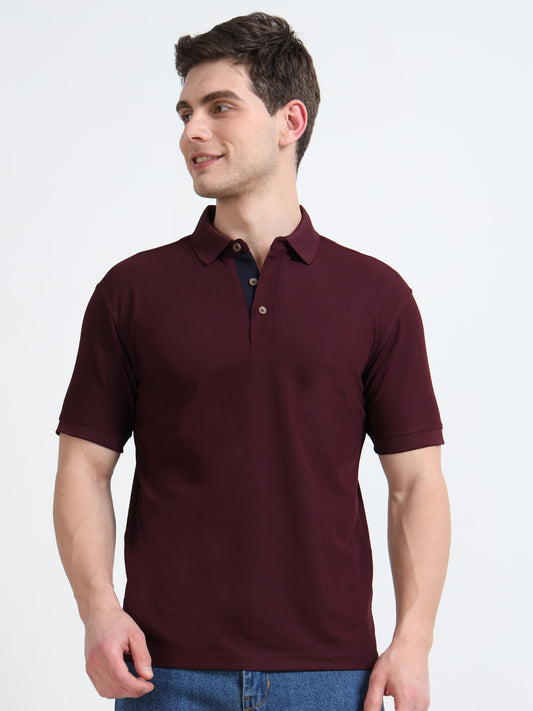 Premium Polo T-Shirt – Raisin Wine