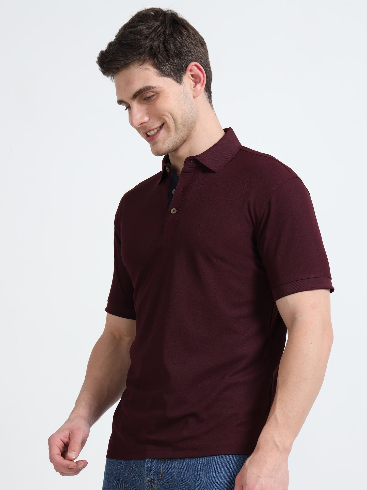 Premium Polo T-Shirt – Raisin Wine