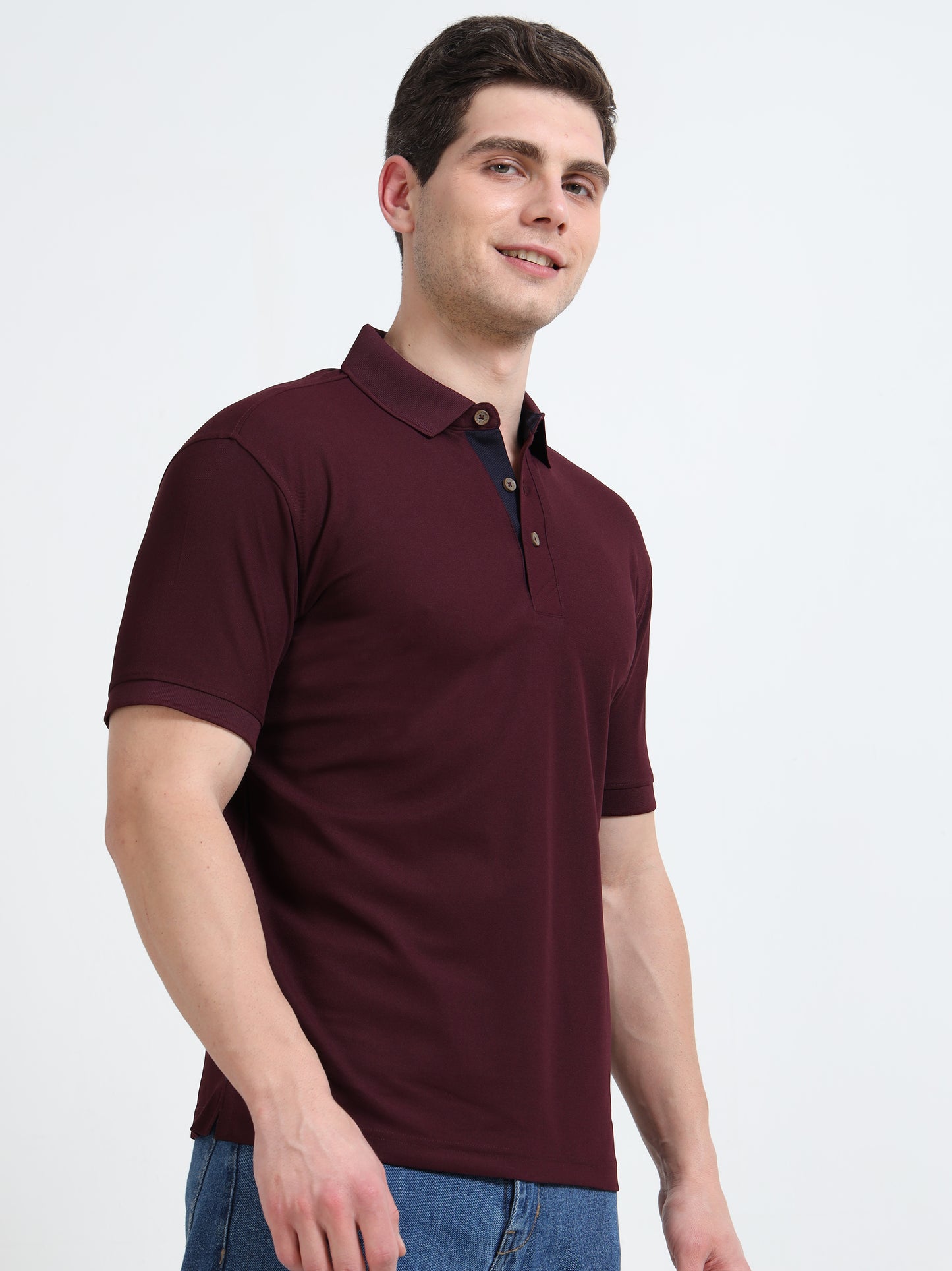 Premium Polo T-Shirt – Raisin Wine