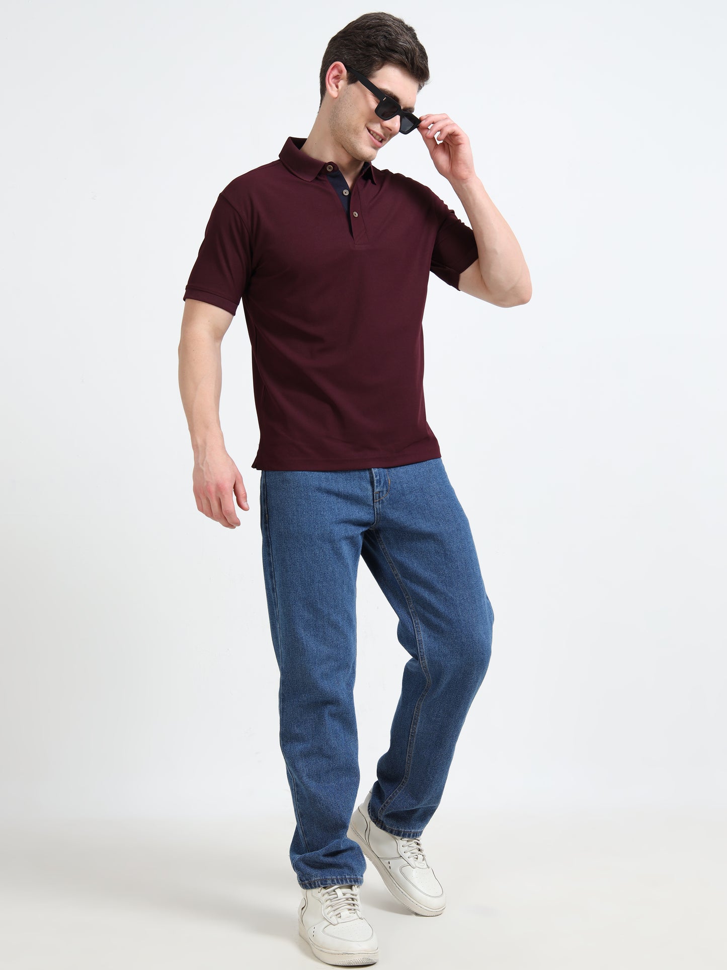 Premium Polo T-Shirt – Raisin Wine