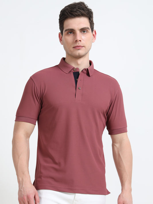 Premium Polo T-Shirt – Dusty Rose