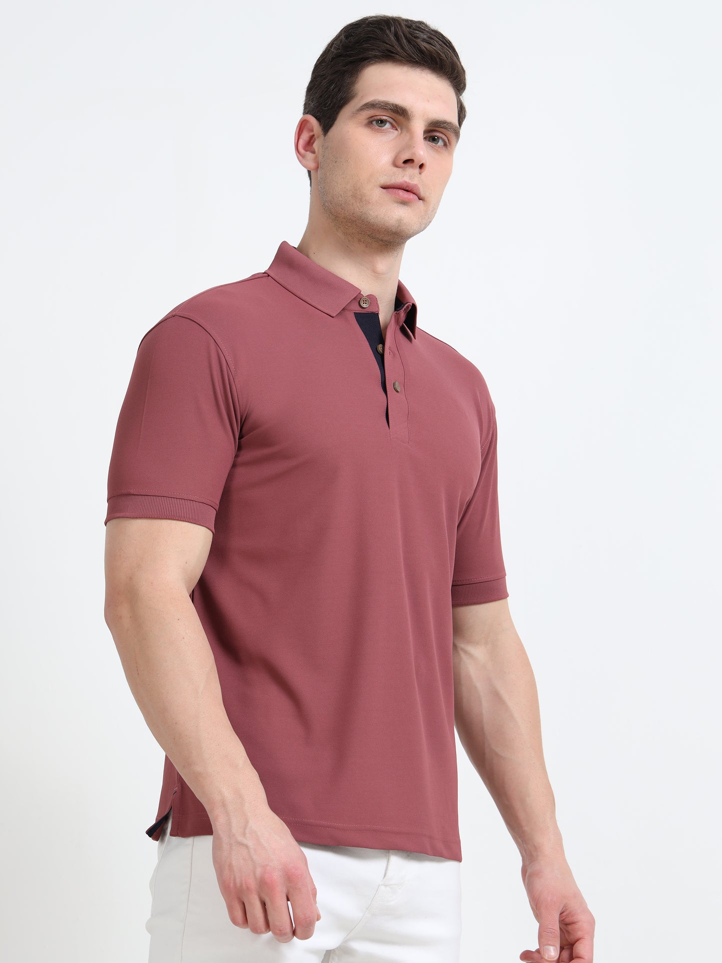 Premium Polo T-Shirt – Dusty Rose