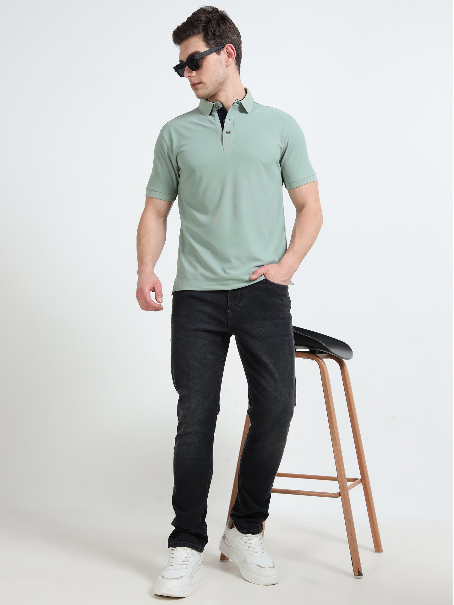 Premium Polo T-Shirt – Misty Sage
