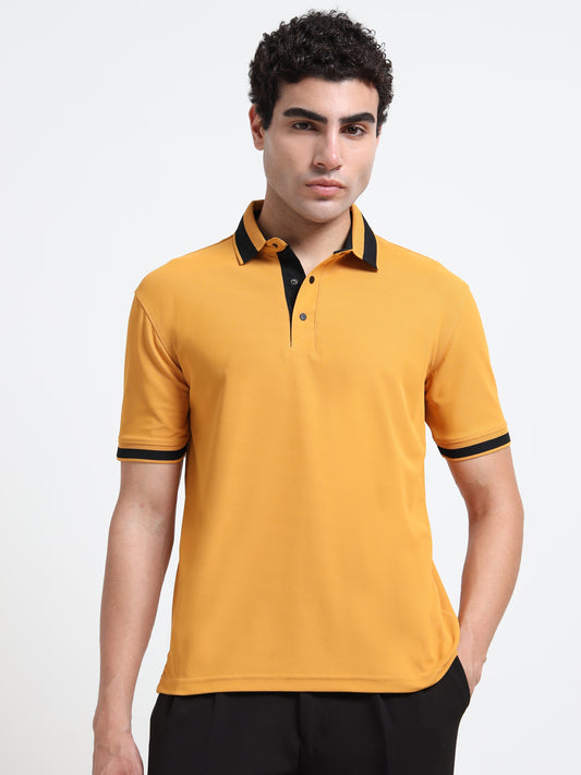 Premium Polo T-Shirt – Mustard Yellow Contrast Edition