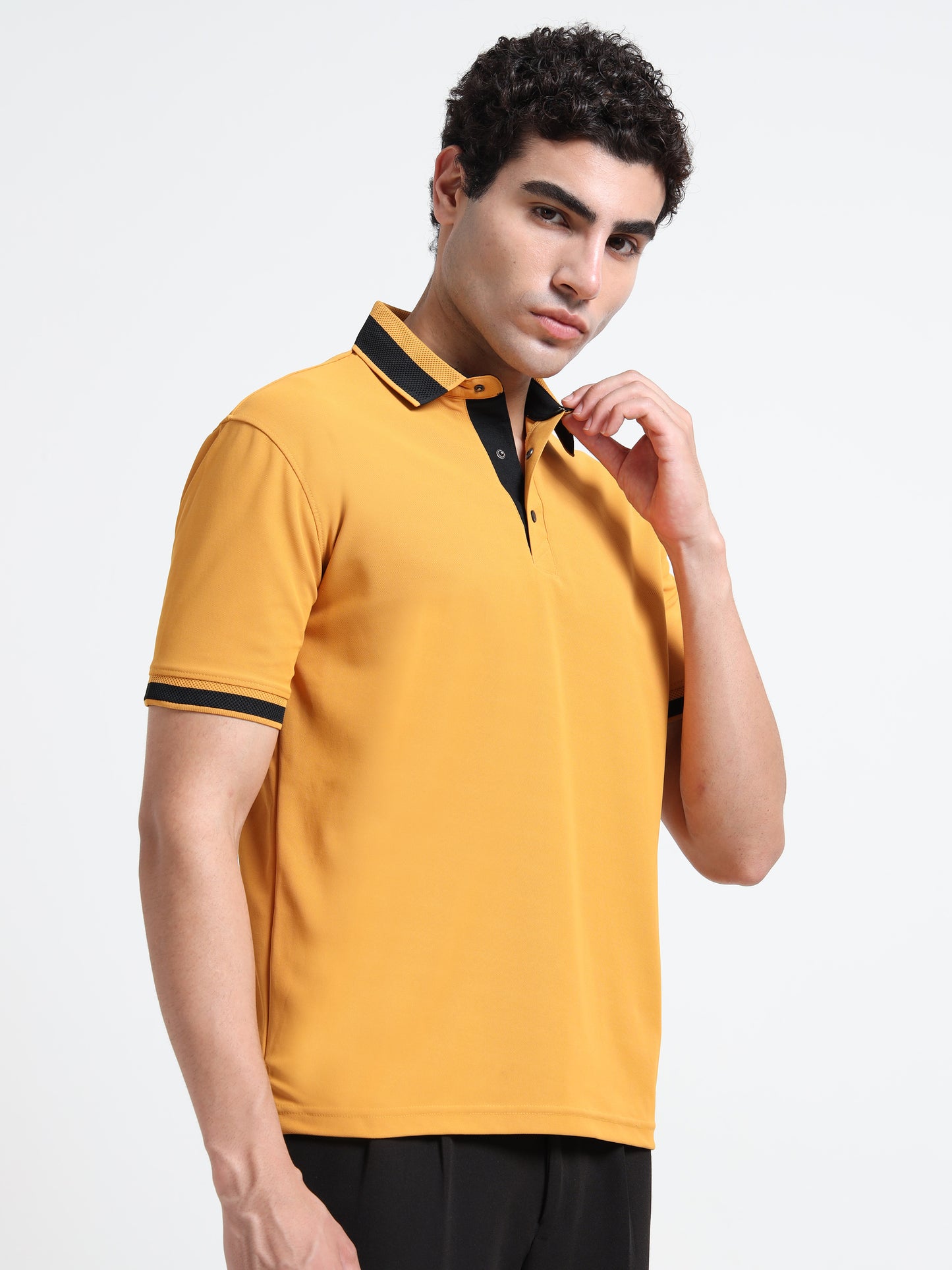 Premium Polo T-Shirt – Mustard Yellow Contrast Edition