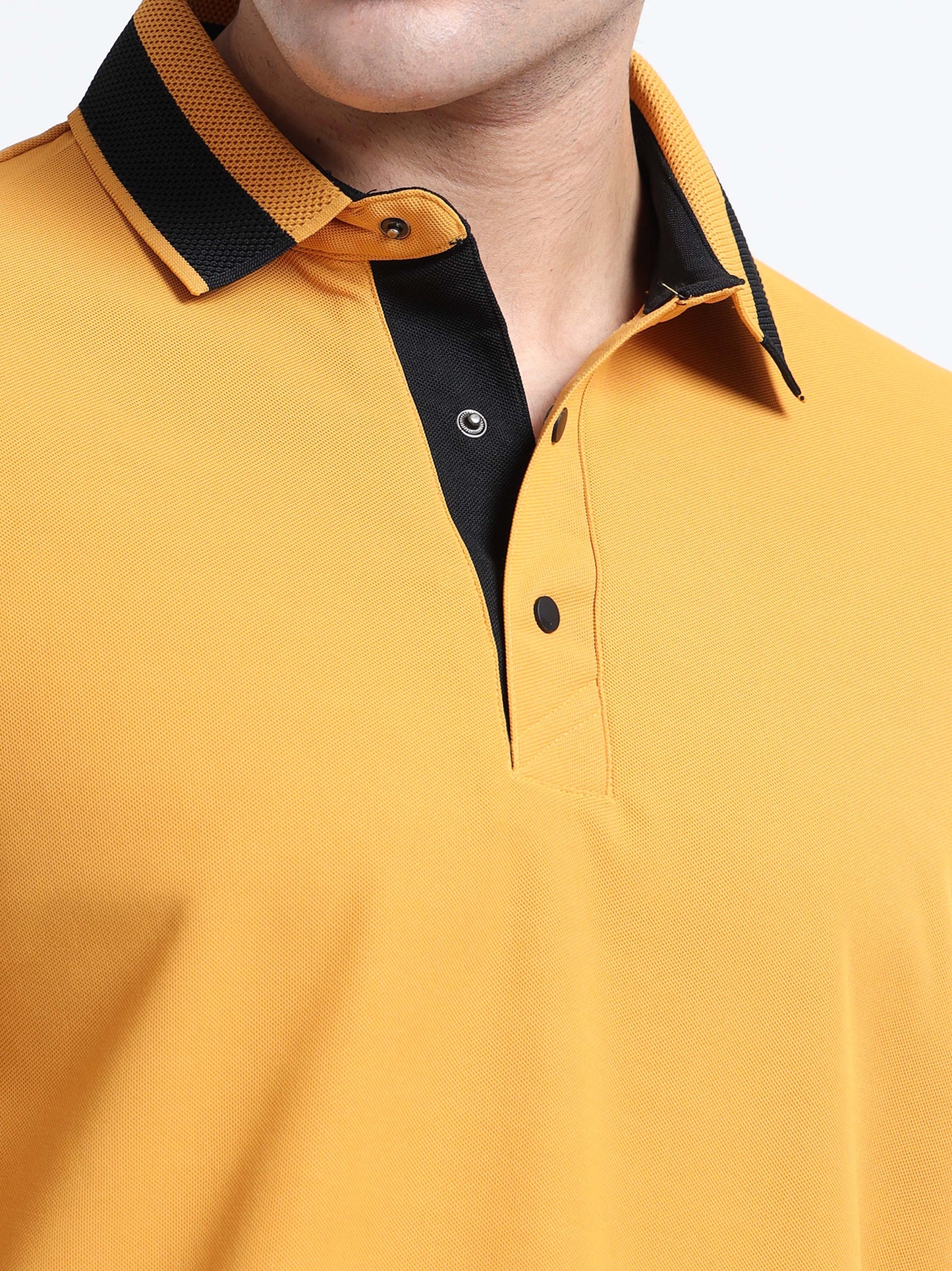 Premium Polo T-Shirt – Mustard Yellow Contrast Edition