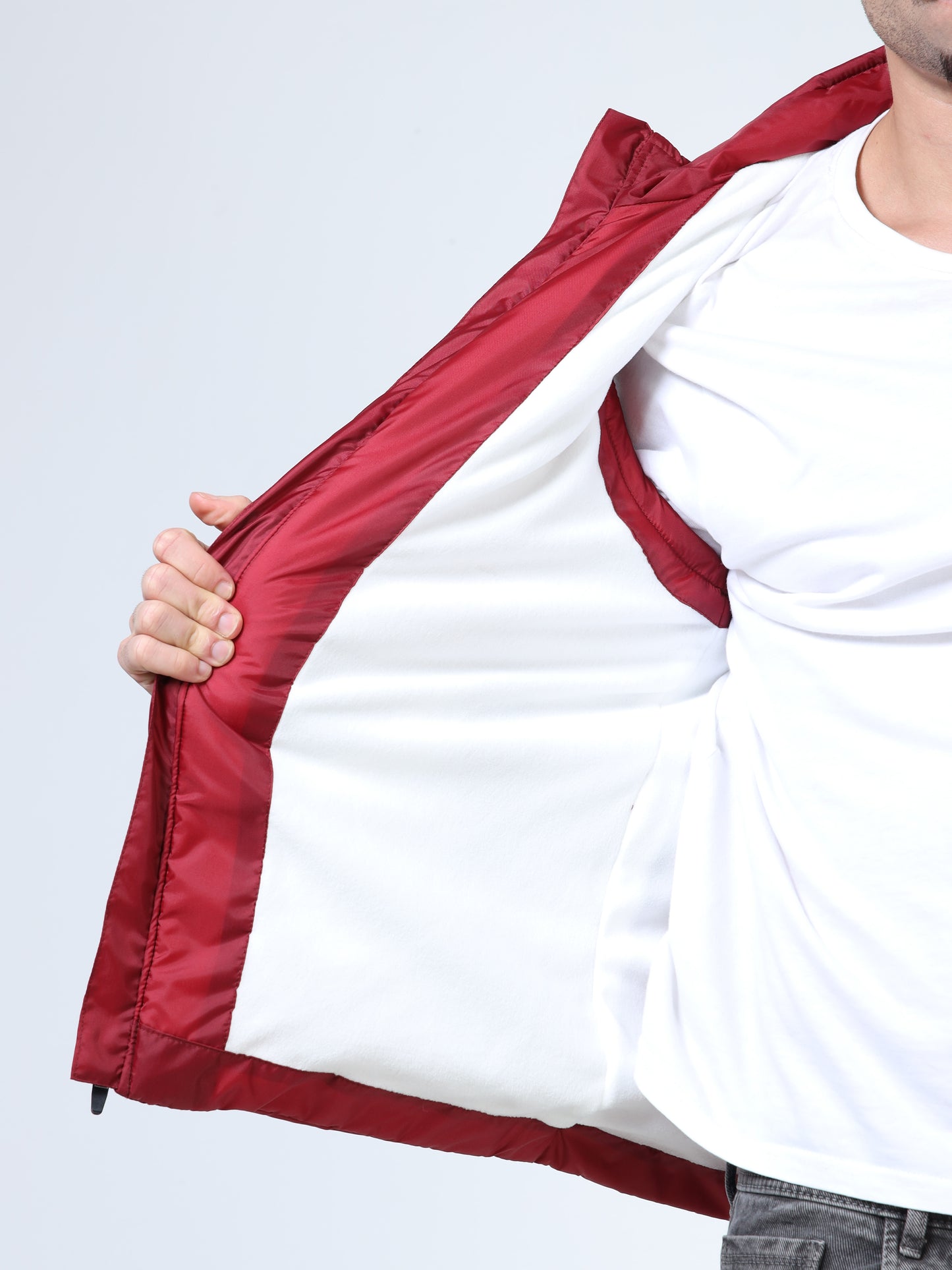 Puffer Sleeveless Jacket – Cherry Red