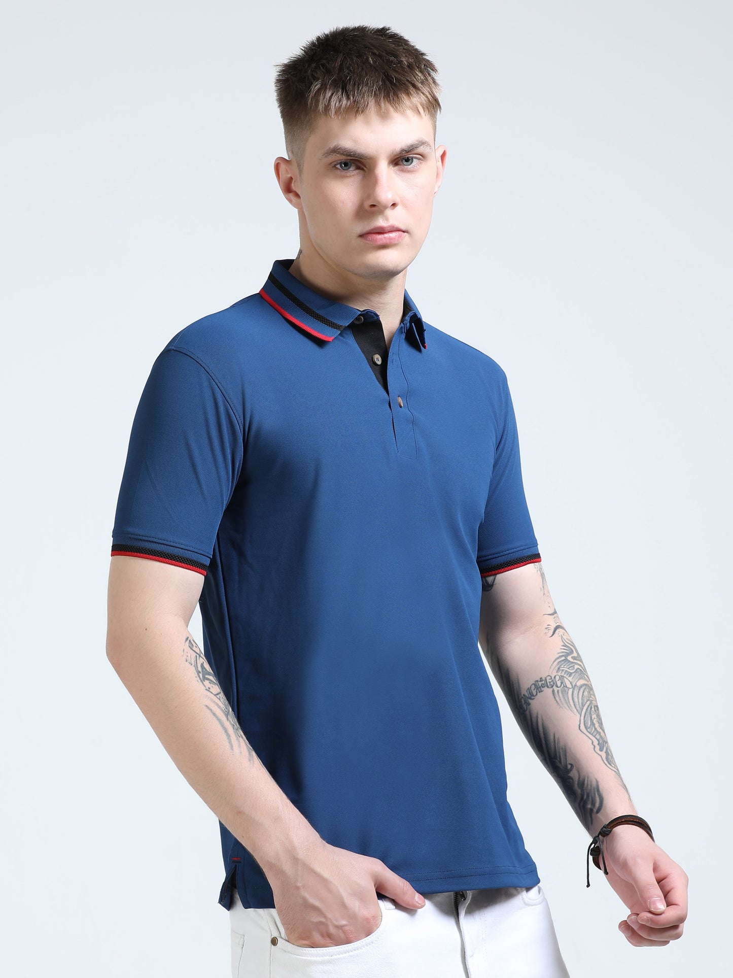 Premium Polo T-Shirt – Teal Trio