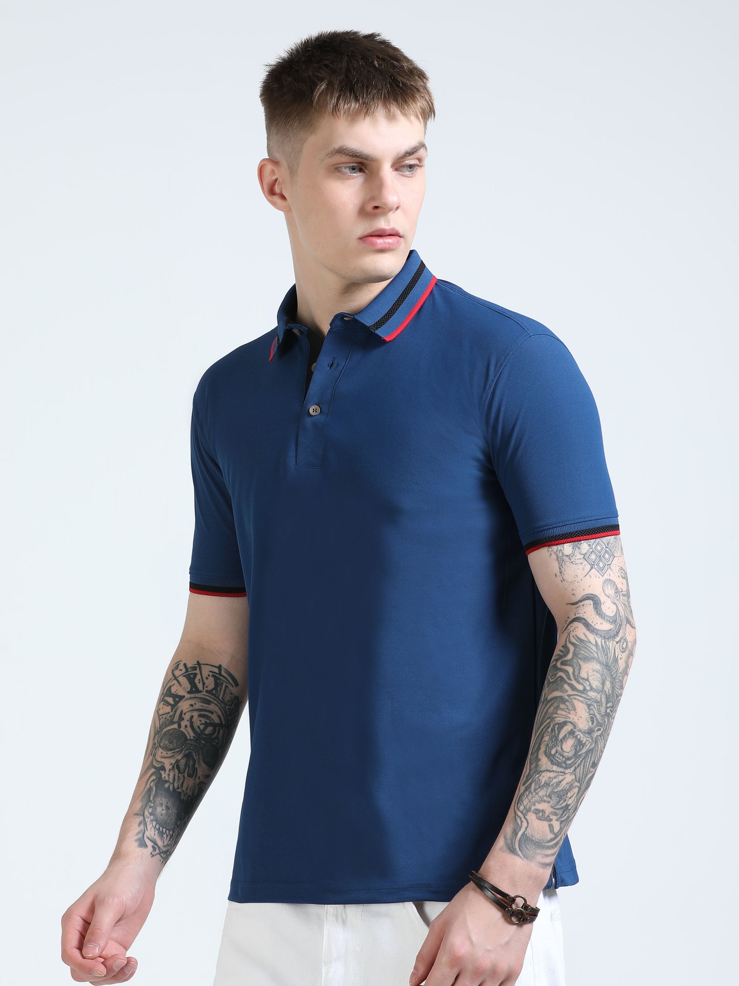 Premium Polo T-Shirt – Teal Trio