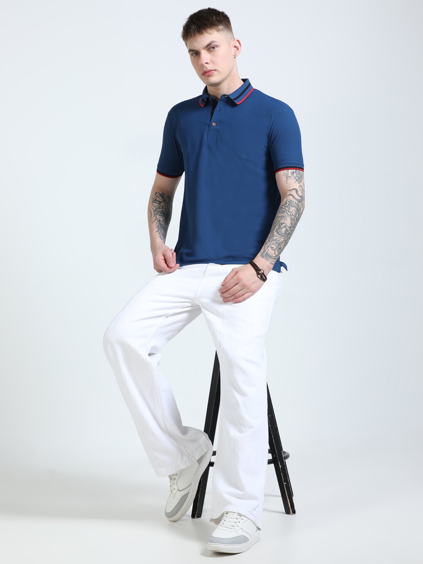 Premium Polo T-Shirt – Teal Trio
