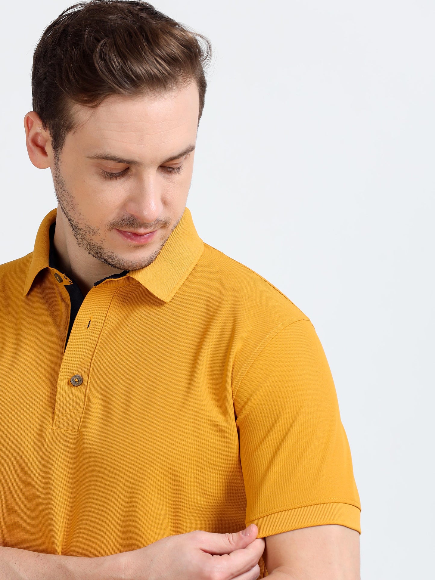 Premium Polo T-Shirt – Mustard Yellow