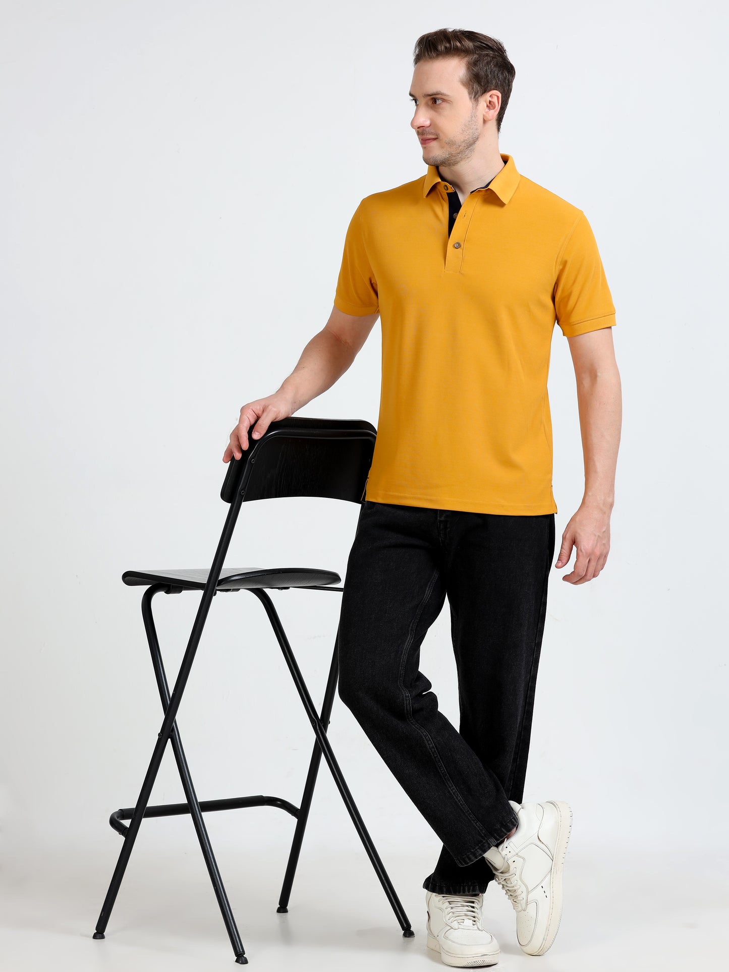 Premium Polo T-Shirt – Mustard Yellow