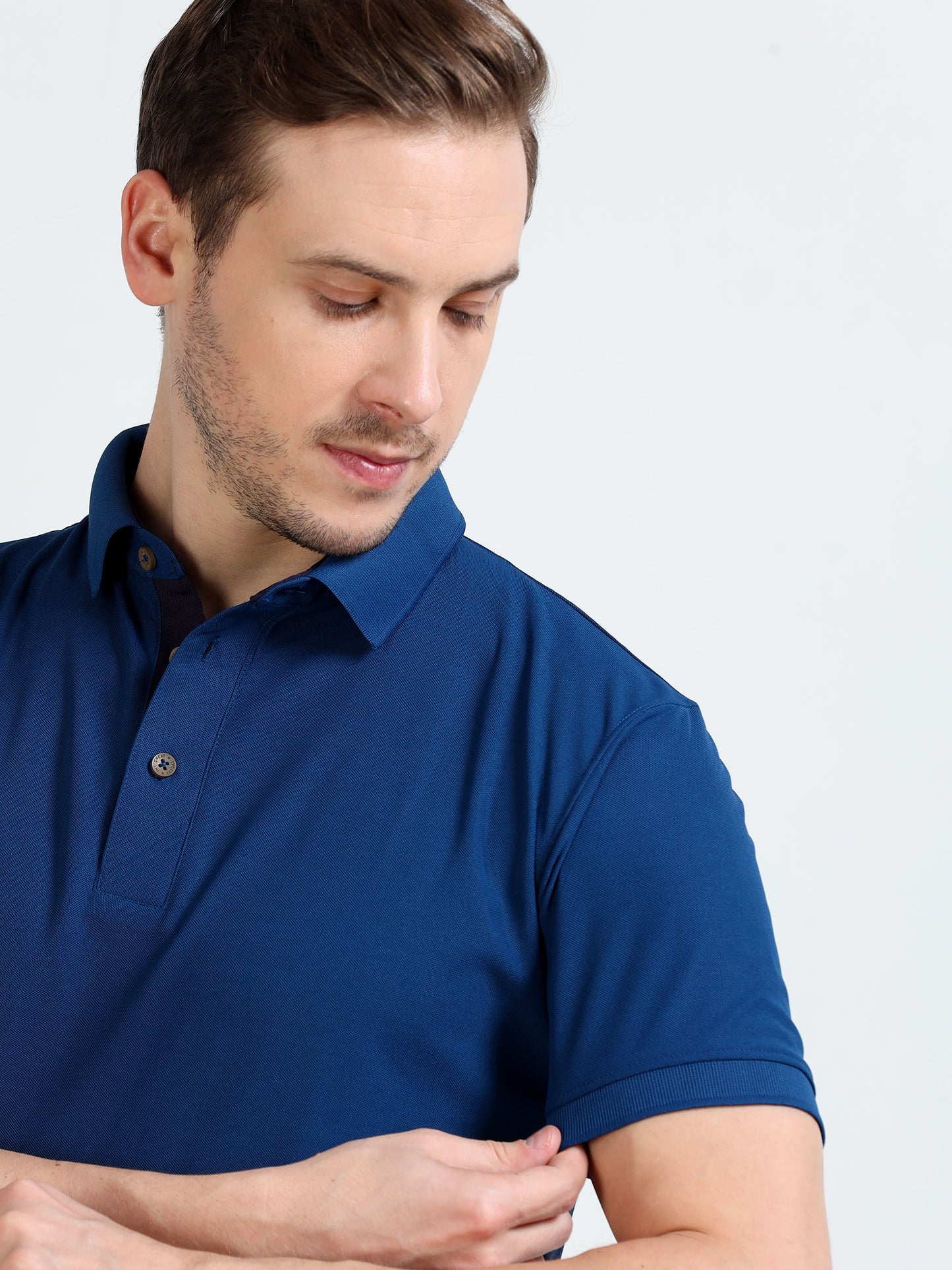 Premium Polo T-Shirt – Teal Blue