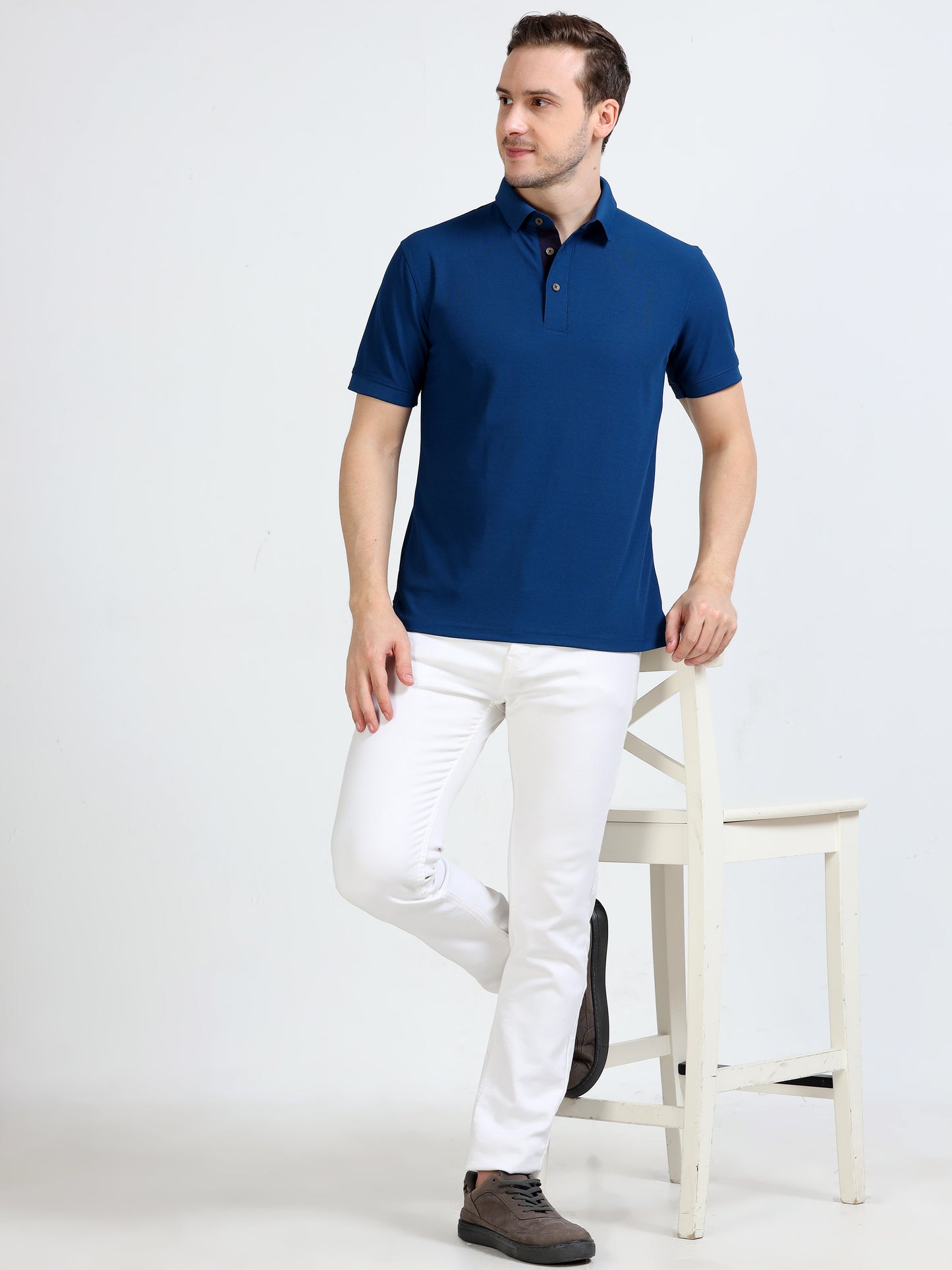 Premium Polo T-Shirt – Teal Blue