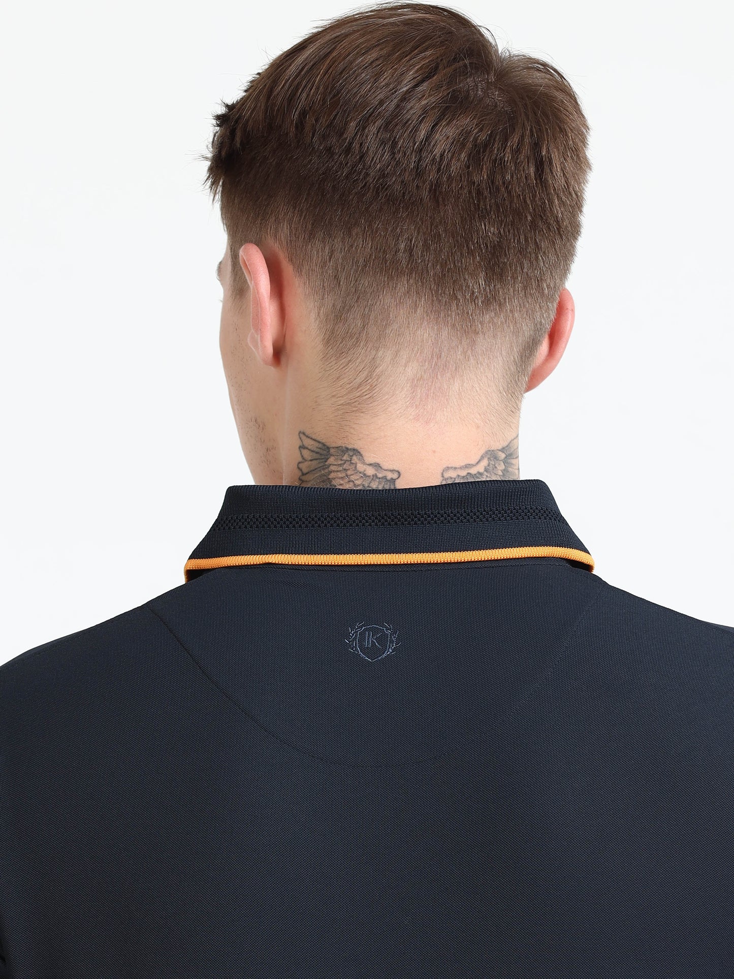 Premium Polo T-Shirt – Dress Blue with Yellow Tipping