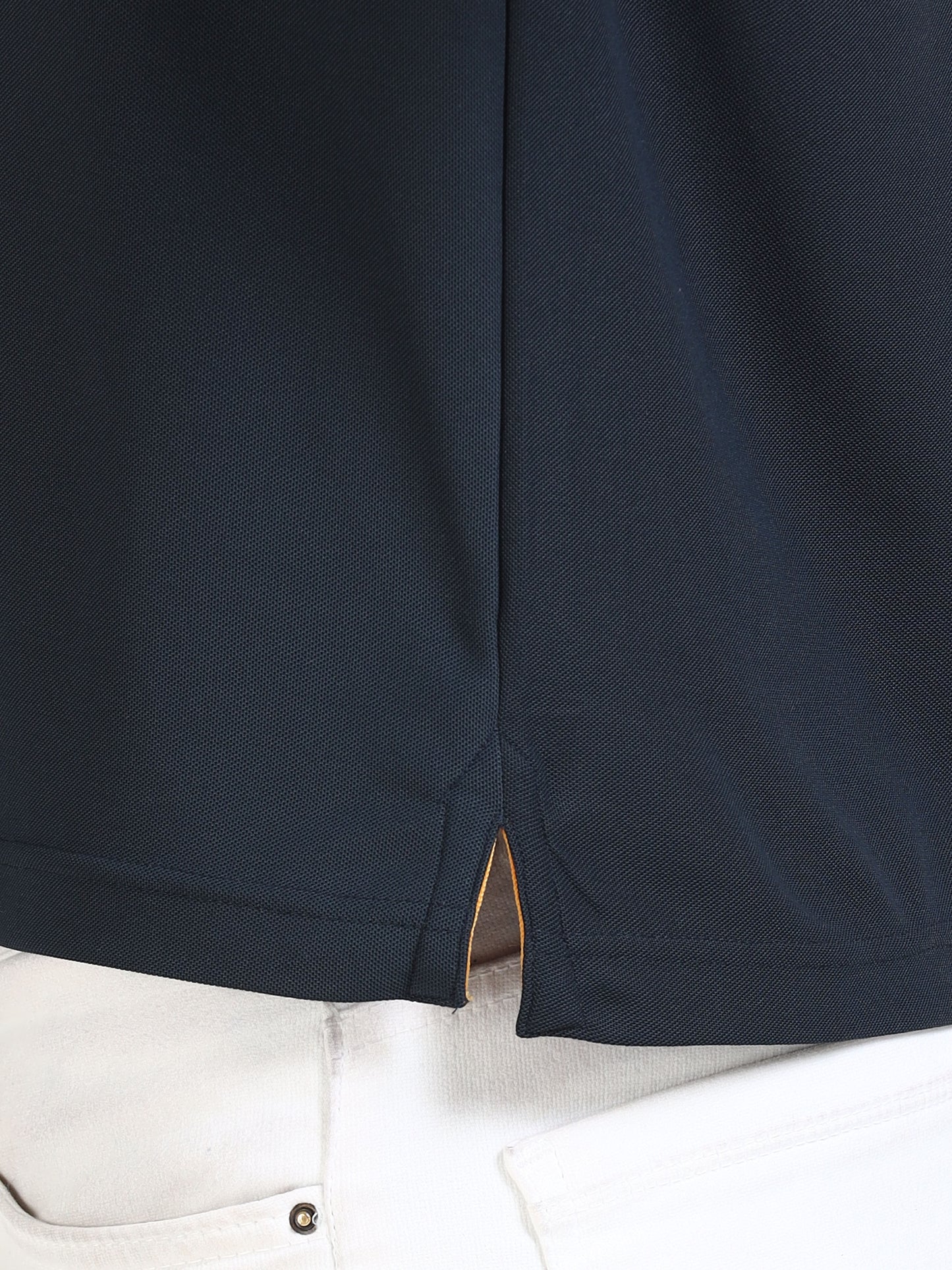 Premium Polo T-Shirt – Dress Blue with Yellow Tipping