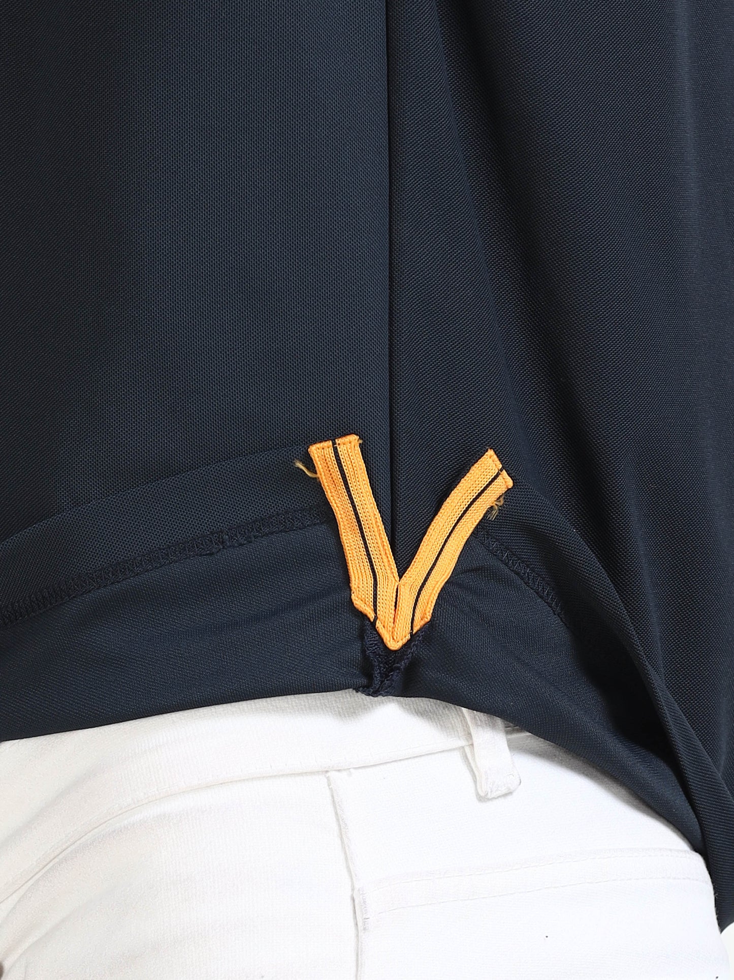 Premium Polo T-Shirt – Dress Blue with Yellow Tipping