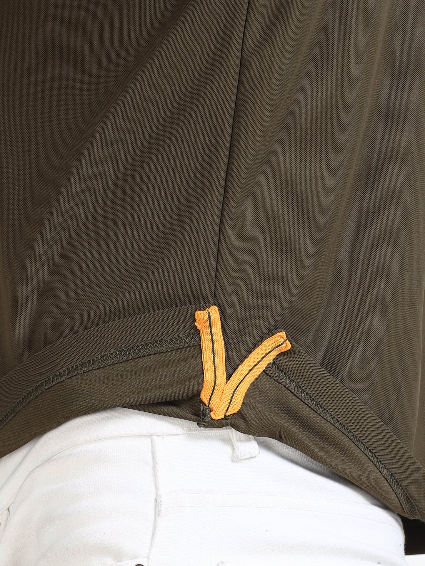 Premium Polo T-Shirt – Olive Green with Yellow Tipping
