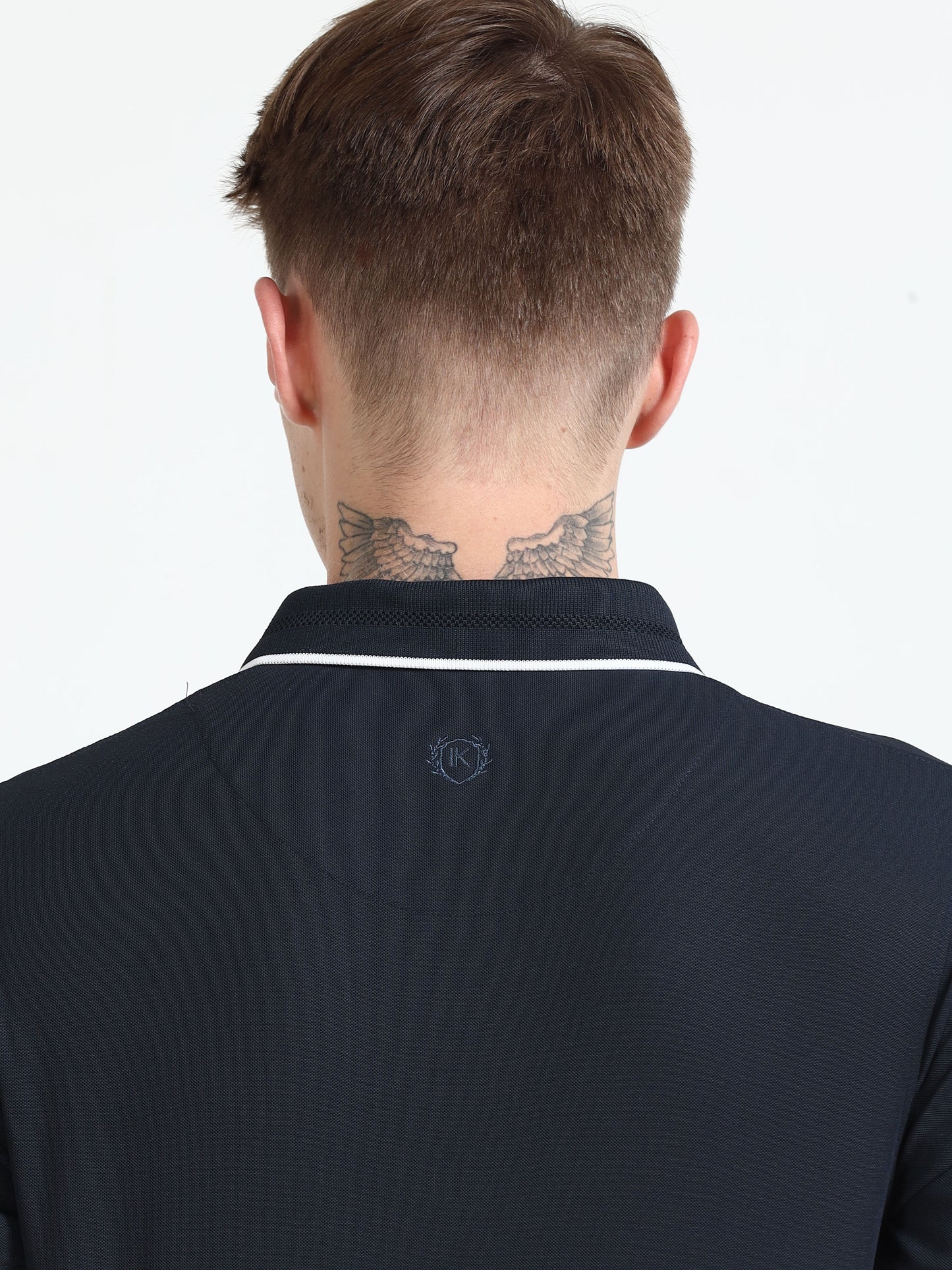 Premium Polo T-Shirt – Dress Blue with White Tipping