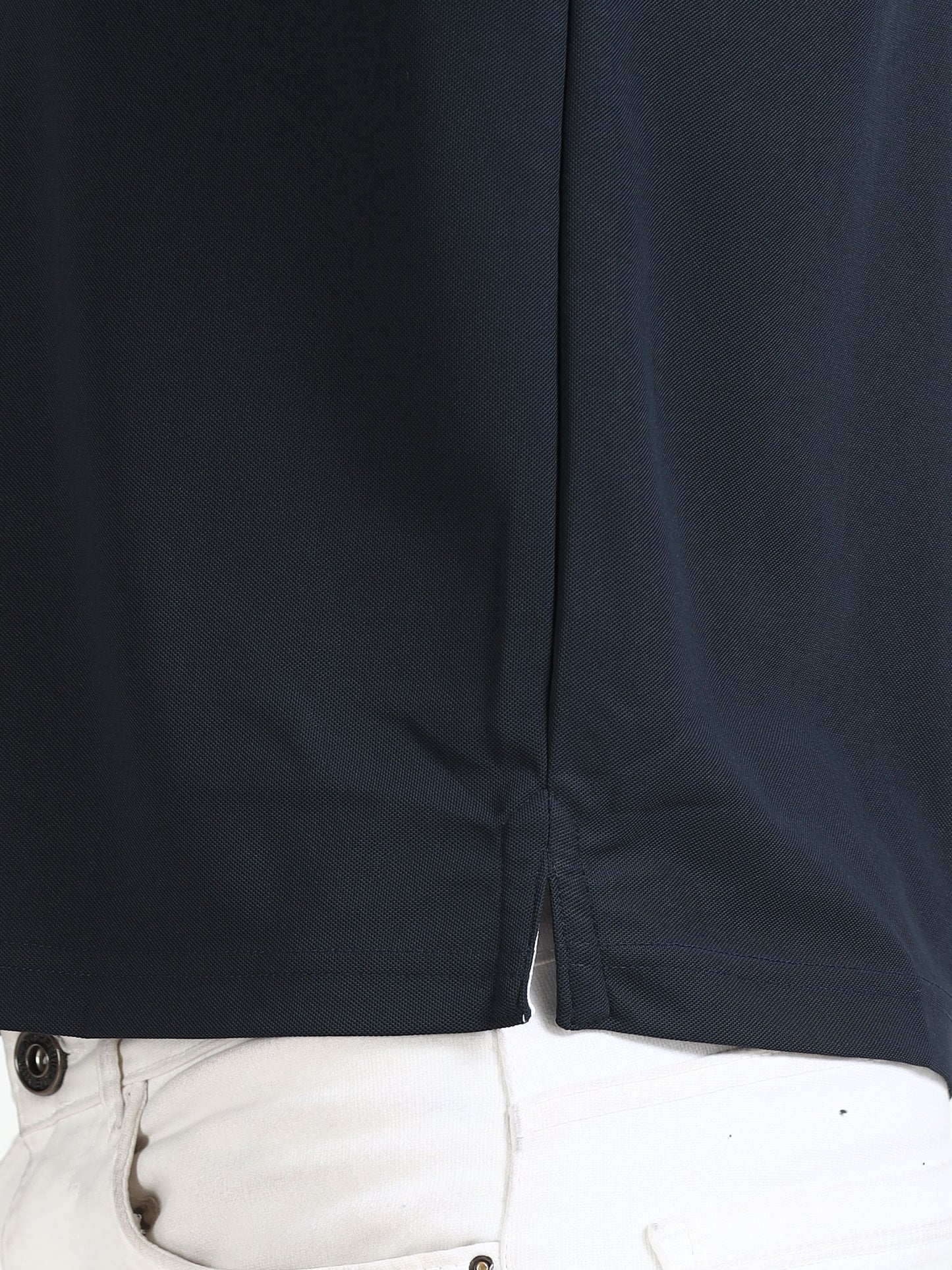 Premium Polo T-Shirt – Dress Blue with White Tipping