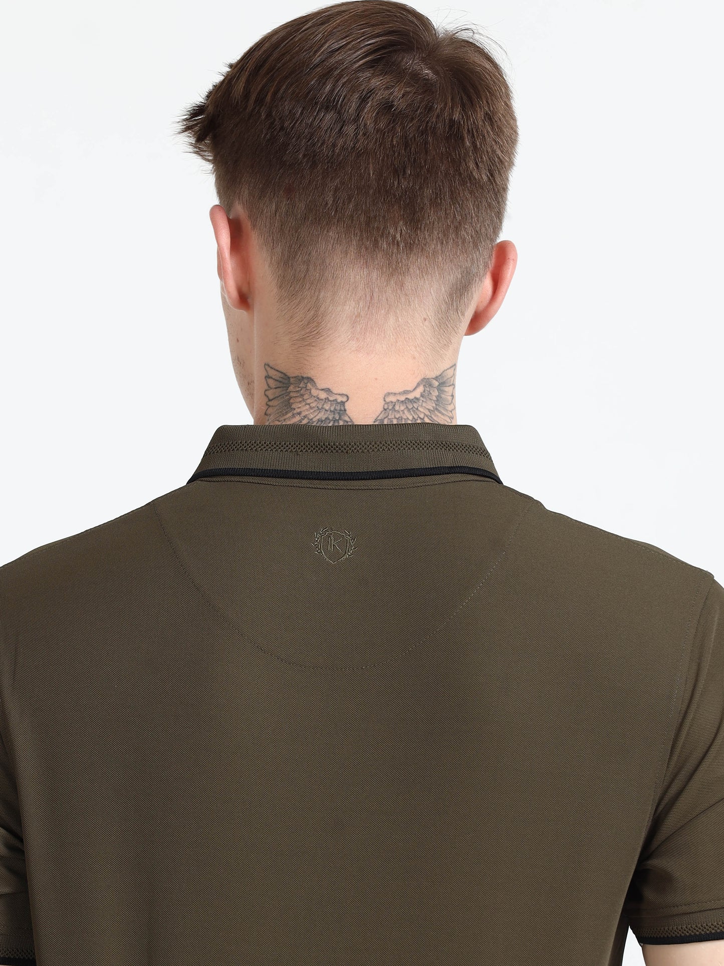 Premium Polo T-Shirt – Olive Green with Black Tipping