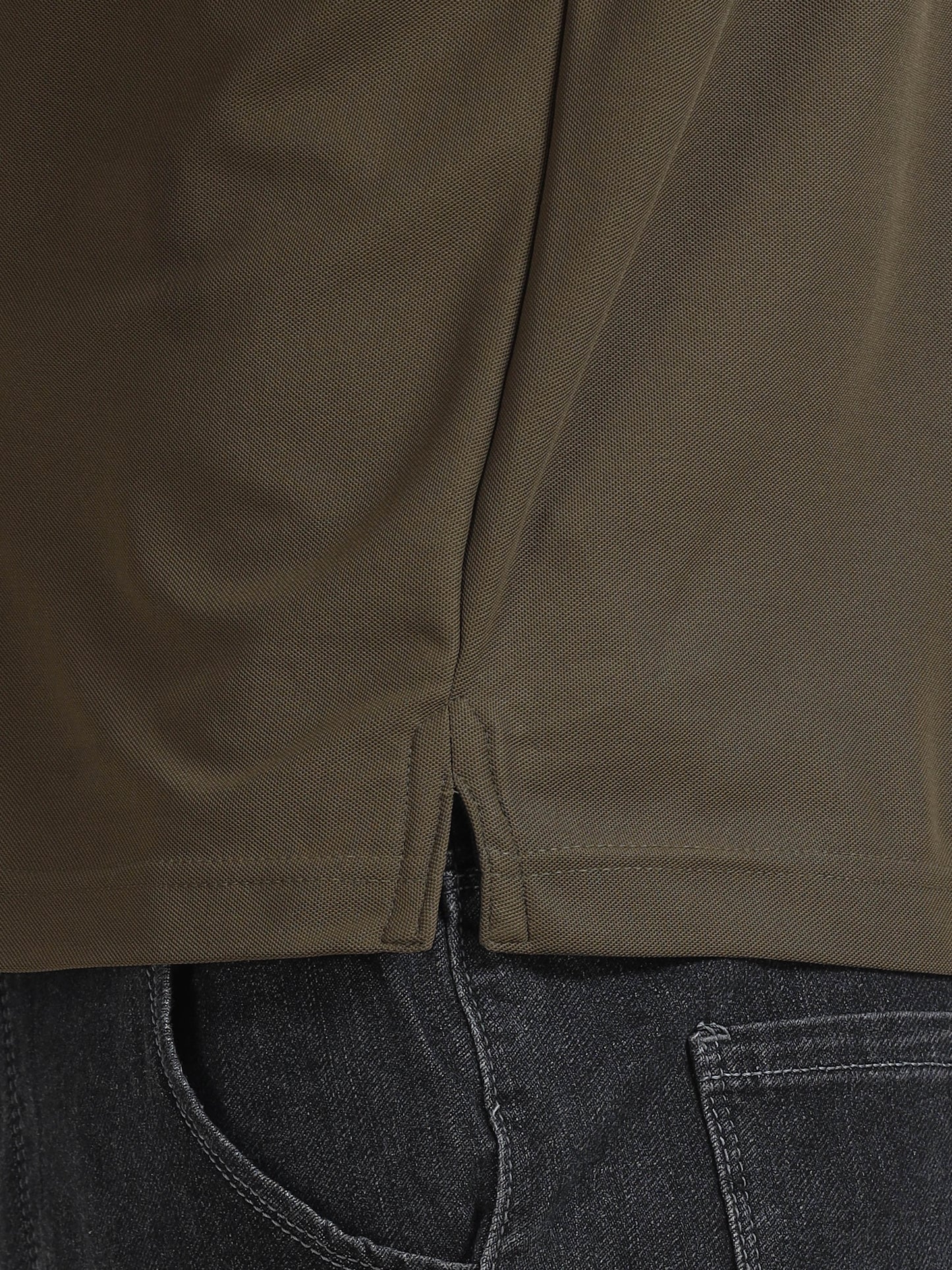 Premium Polo T-Shirt – Olive Green with Black Tipping
