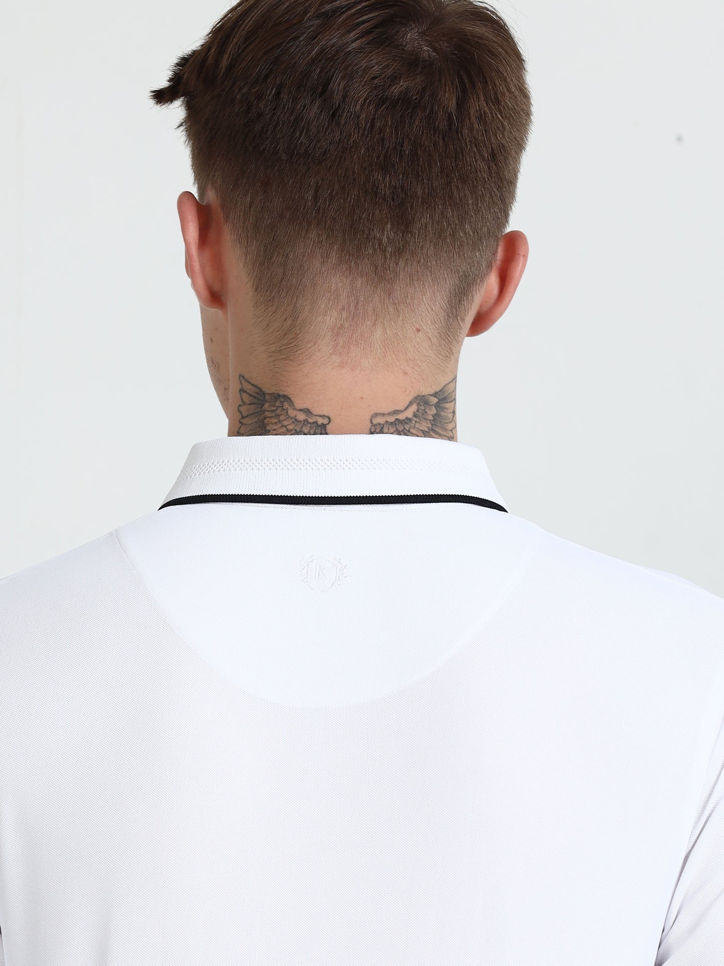Premium Polo T-Shirt – White with Black Tipping