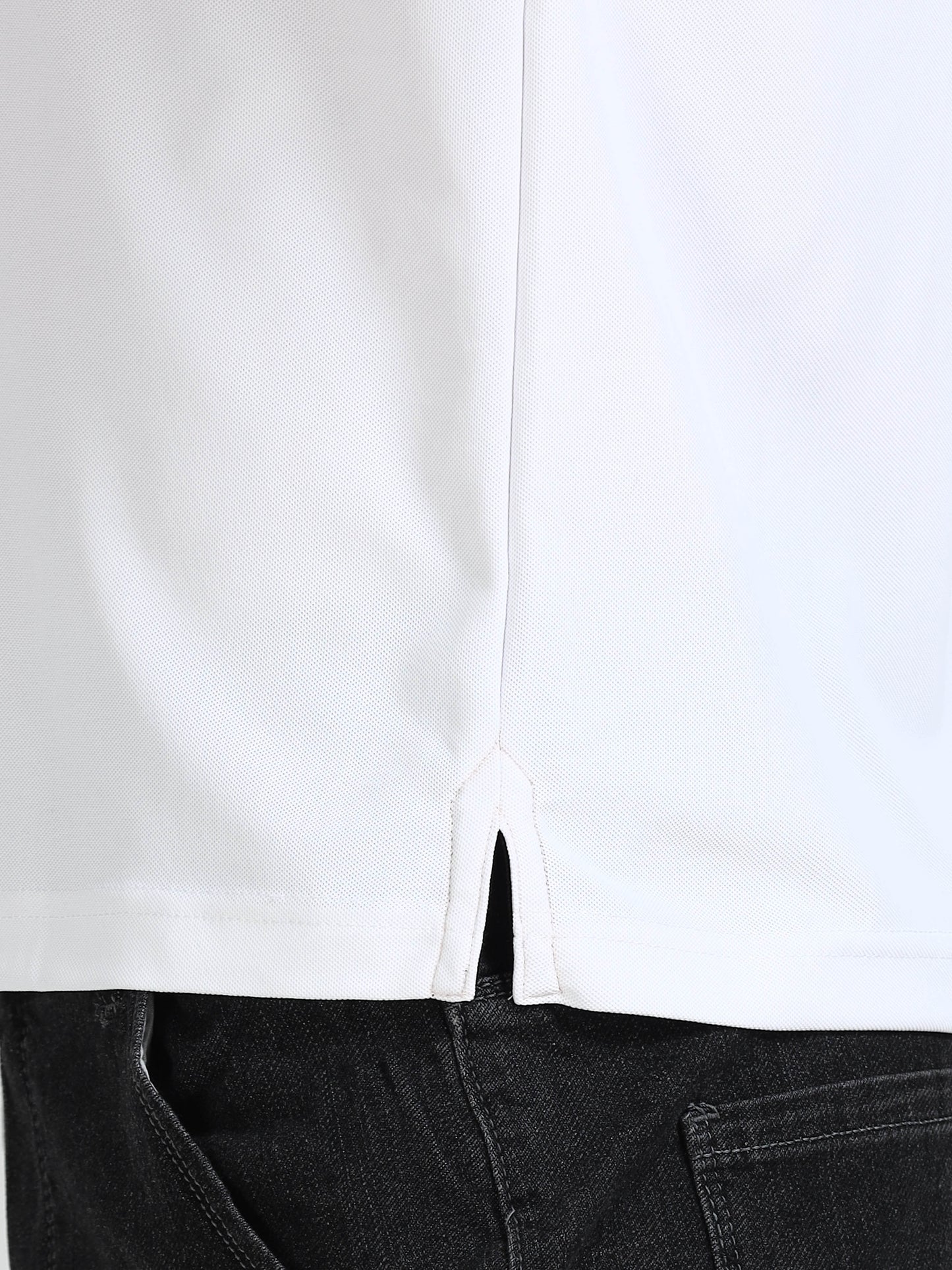 Premium Polo T-Shirt – White with Black Tipping