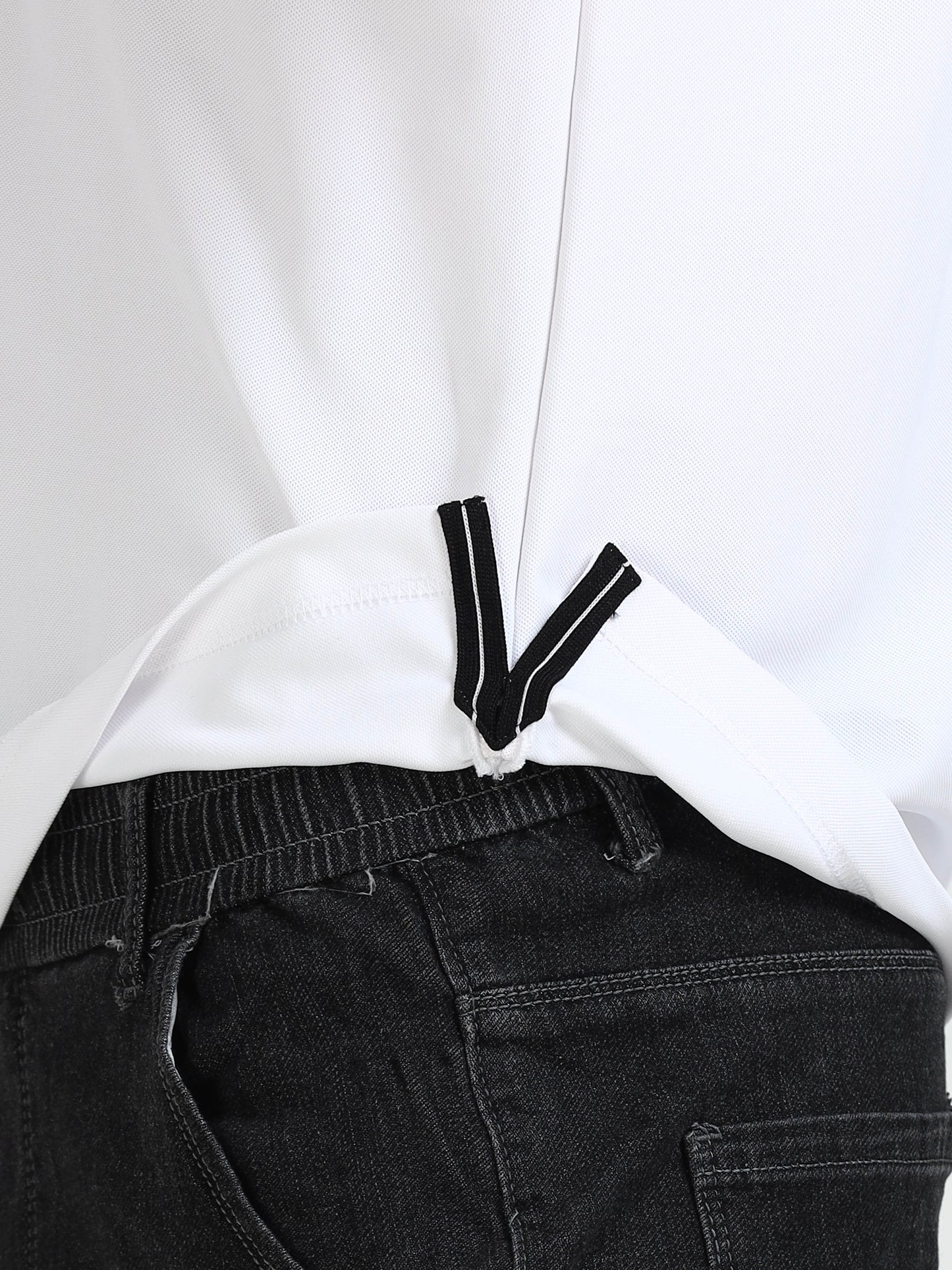 Premium Polo T-Shirt – White with Black Tipping