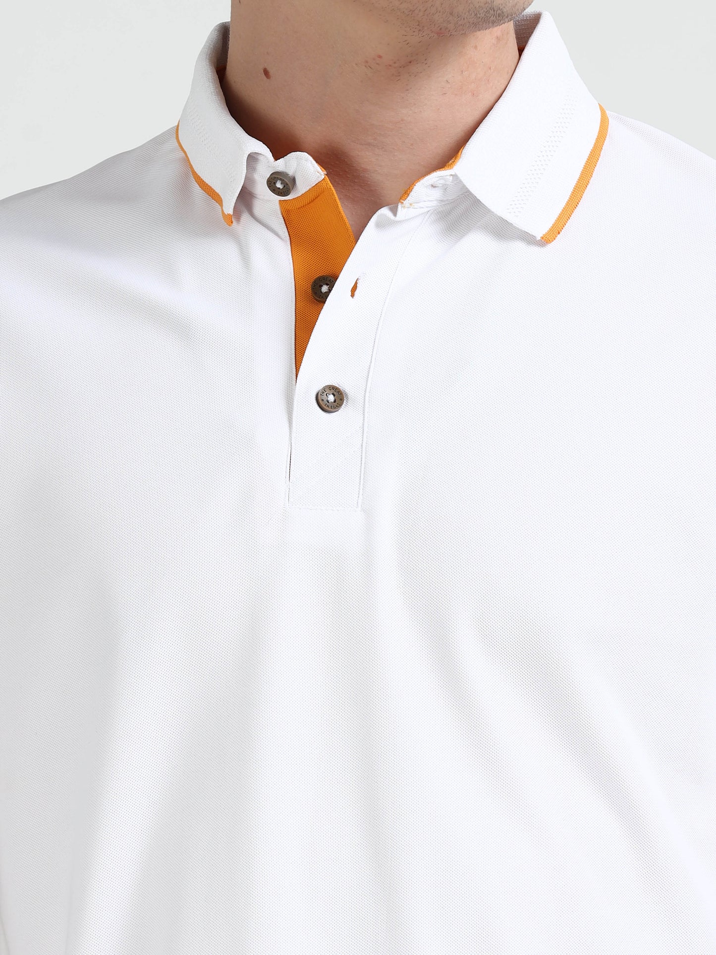 Mars Premium Polo T-Shirt – White with Yellow Tipping