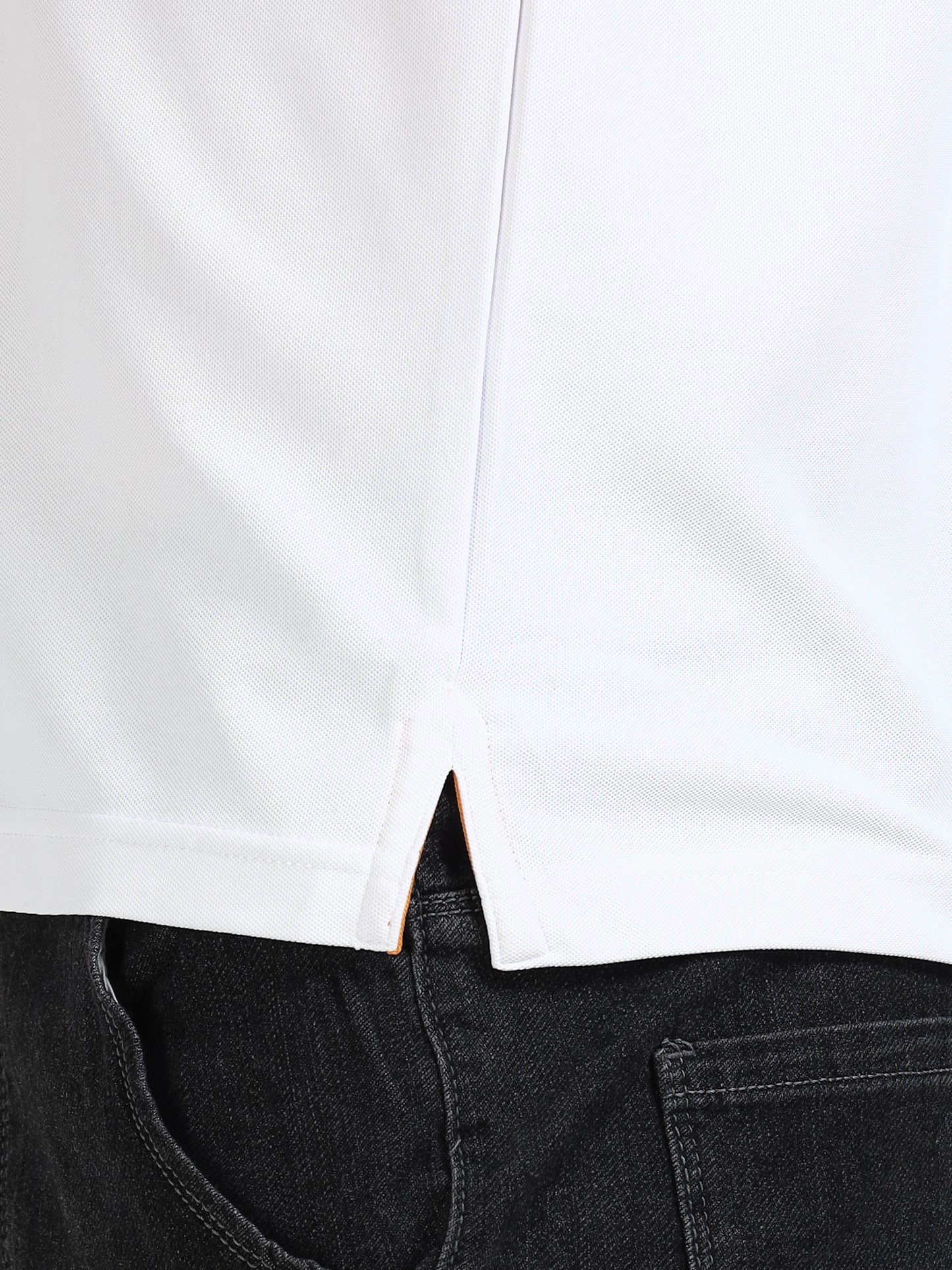 Mars Premium Polo T-Shirt – White with Yellow Tipping